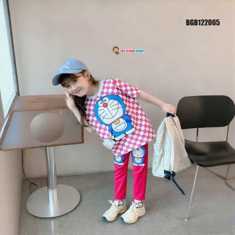 Set caro DOREMON quần dài dễ thương cho bé gái BGB122065