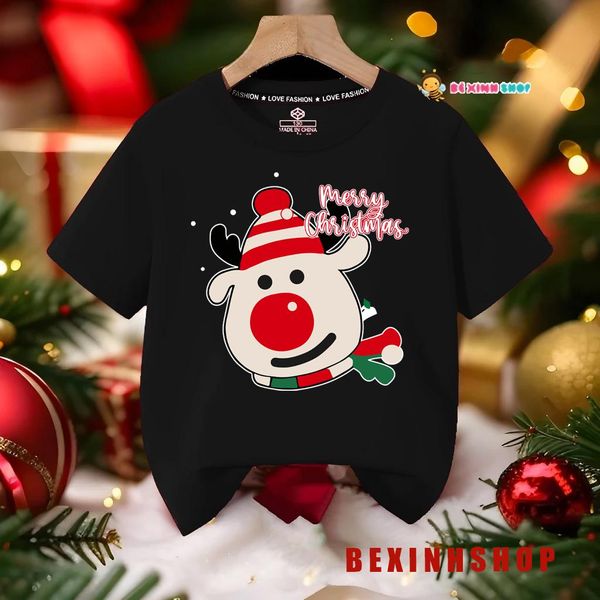 Áo thun Cotton Noel dễ thương cho bé trai & bé gái mùa Giáng Sinh BXG1270