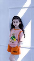 Bộ đùi in gấu viền phối chữ dễ thương cho bé gái BGB123578