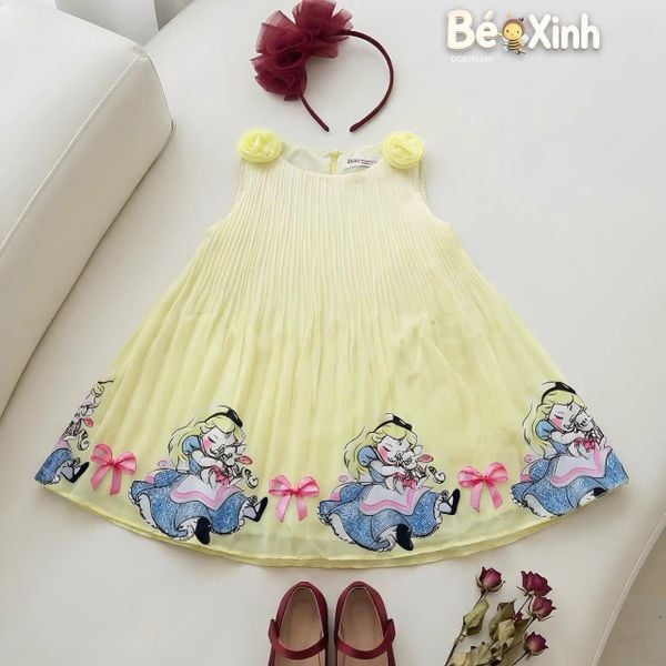 Đầm dập ly in Bạch tuyết xinh xắn cho bé gái DGB292338