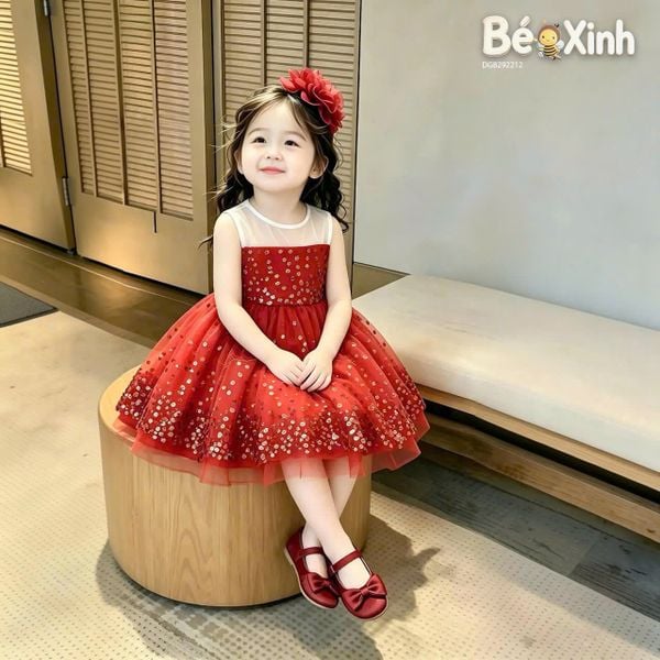 Đầm công chúa phối kim sa dễ thương cho bé gái DGB292212