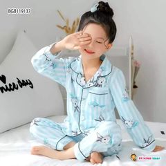[XẢ KHO] Bộ pijama sọc báo hồng và thỏ dễ thương cho bé gái
