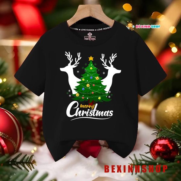 Áo thun Cotton Noel dễ thương cho bé trai & bé gái mùa Giáng Sinh BXG1270