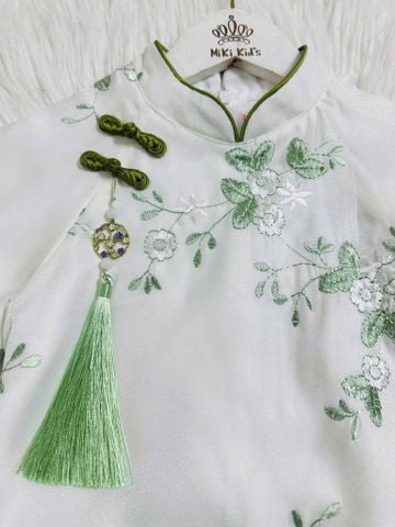 Áo dài 2 tà thêu hoa cổ tàu truyền thống cao cấp cho bé gái BGB124188