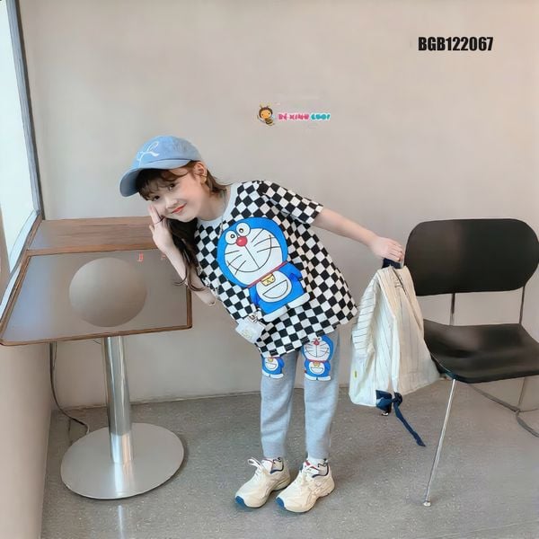Set caro DOREMON quần dài dễ thương cho bé gái BGB122065