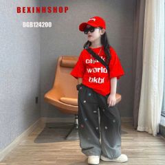 Set jean in chữ phối quần họa tiết cực ngầu cho bé gái BGB124200