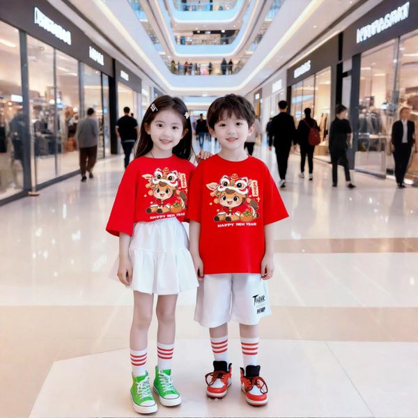 TẾT - Bộ đồng phục bé trai & bé gái áo thun quần váy bí cho bé đi chơi BXG2082