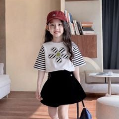 Set áo đính hoa kim sa quần váy xếp ly ChaneI dễ thương cho bé gái BGB123863