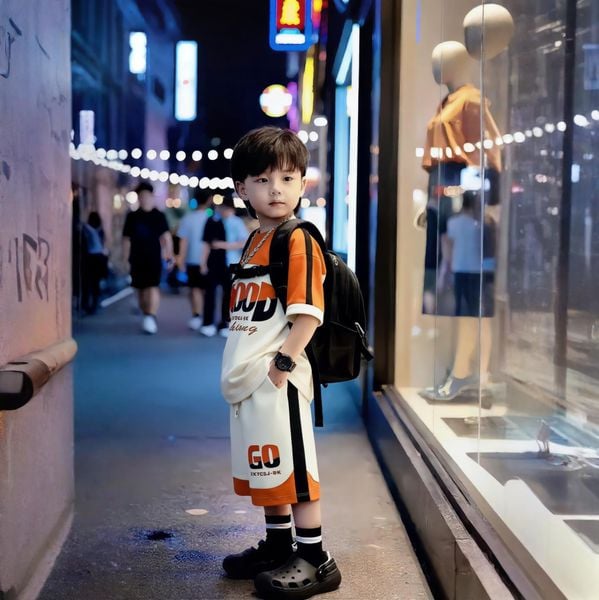 Bộ thun hiphop phối màu GOOD dễ thương cho bé trai đi học, đi chơi BXG1829