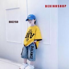 Set đồ bé trai áo in chữ loang ANF quần jeans phom rộng BXG2039