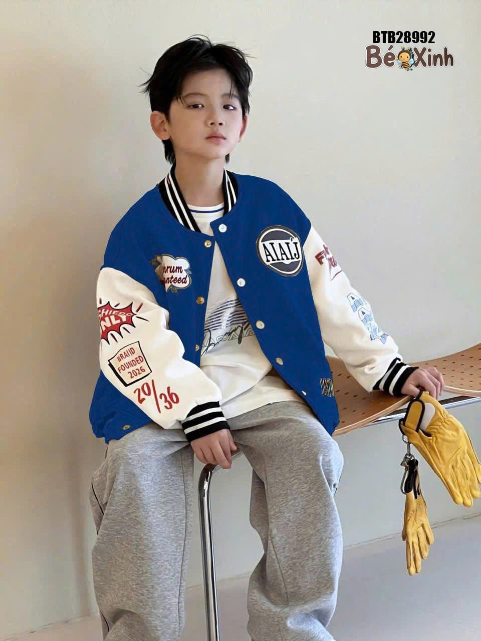 Áo khoác bomber thể thao in họa tiết cực ngầu cho bé trai BTB28991