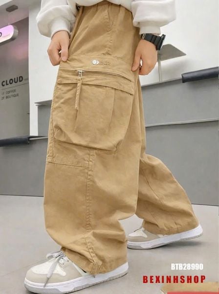 Quần kaki túi hộp dây kéo phom suông cực ngầu cho bé trai BTB28990