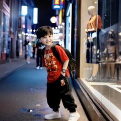 Bộ thun cotton quần jogger dễ thương cho bé trai BXG1225