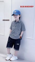Set áo sơ mi quần kaki túi hộp dễ thương cho bé trai đi chơi BTB28974