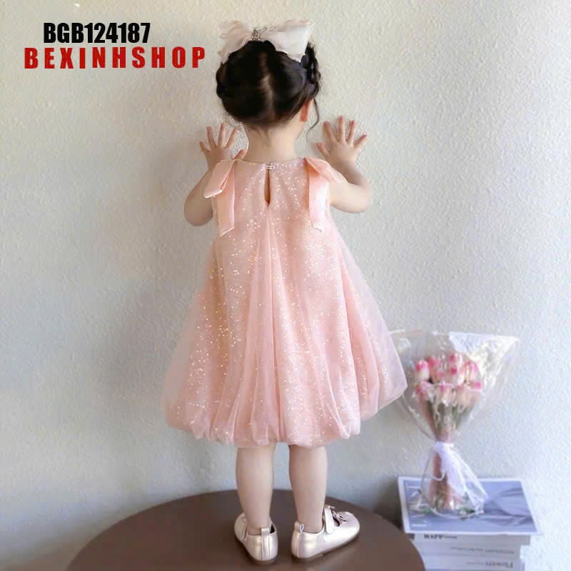 Đầm bí kim sa phối nơ dễ thương cho bé gái BGB124187