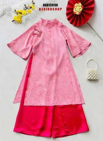 Set áo dài gấm lụa nút kiểu cao cấp cho bé gái BGB124190