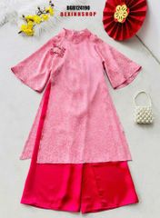 Set áo dài gấm lụa nút kiểu cao cấp cho bé gái BGB124190