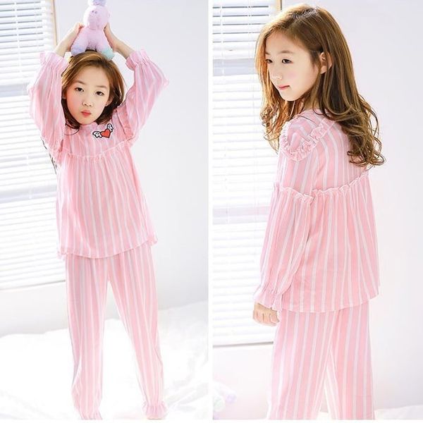 [XẢ KHO] Bộ mặc ngủ dài tay sọc tim dễ thương cho bé gái