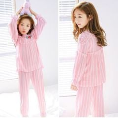 [XẢ KHO] Bộ mặc ngủ dài tay sọc tim dễ thương cho bé gái