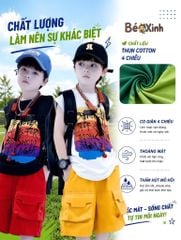 Bộ sát nách tay lỡ in chữ quần túi hộp dễ thương cho bé trai BXG1444