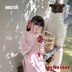 Set áo dài cách tân đính nơ tay cho bé gái mặc Lễ Tết BXG2125