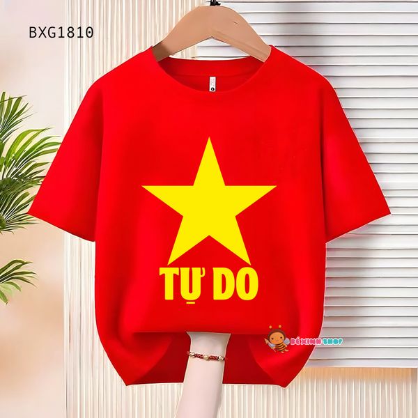 Áo đồng phục in cờ tổ quốc Việt Nam cho bé trai, bé gái, gia đình dịp Lễ tết BXG1809
