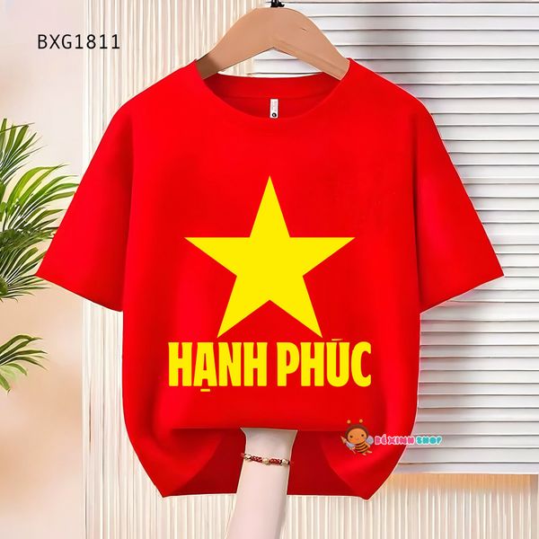 Áo đồng phục in cờ tổ quốc Việt Nam cho bé trai, bé gái, gia đình dịp Lễ tết BXG1809