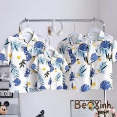 BST Áo Sơ Mi Lụa Gia Đình đi biển bé trai bé gái BXG2374