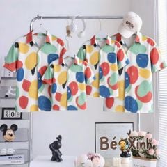 BST Áo Sơ Mi Lụa Gia Đình đi biển bé trai bé gái BXG2374