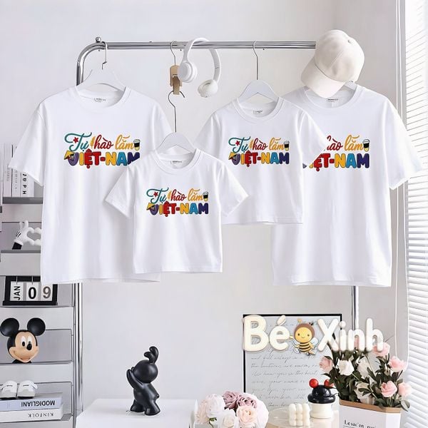 BST Áo thun Gia đình Chủ Đề VIỆT NAM ngày lễ tết nhà Bé Xinh Shop cho bé trai, bé gái BXG2507