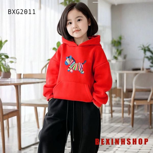 Áo Hoodie In Ngựa Cầu Vồng Dễ Thương Cho Bé Trai & Bé Gái Mùa Thu Đông BXG2011