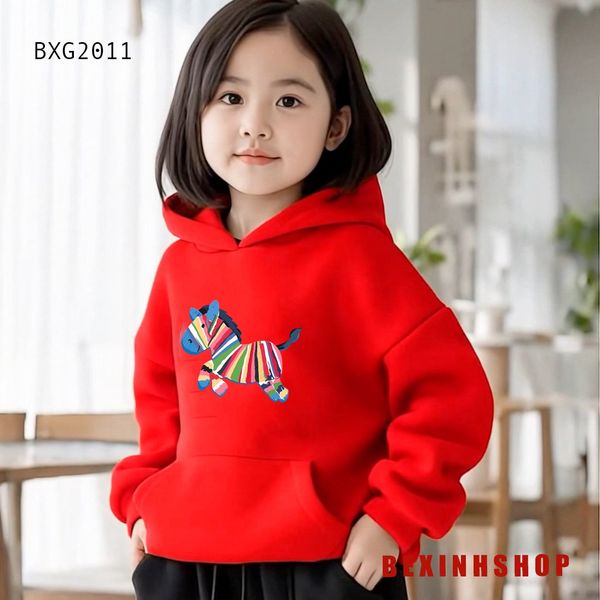 Áo Hoodie In Ngựa Cầu Vồng Dễ Thương Cho Bé Trai & Bé Gái Mùa Thu Đông BXG2011
