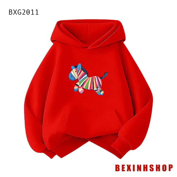 Áo Hoodie In Ngựa Cầu Vồng Dễ Thương Cho Bé Trai & Bé Gái Mùa Thu Đông BXG2011