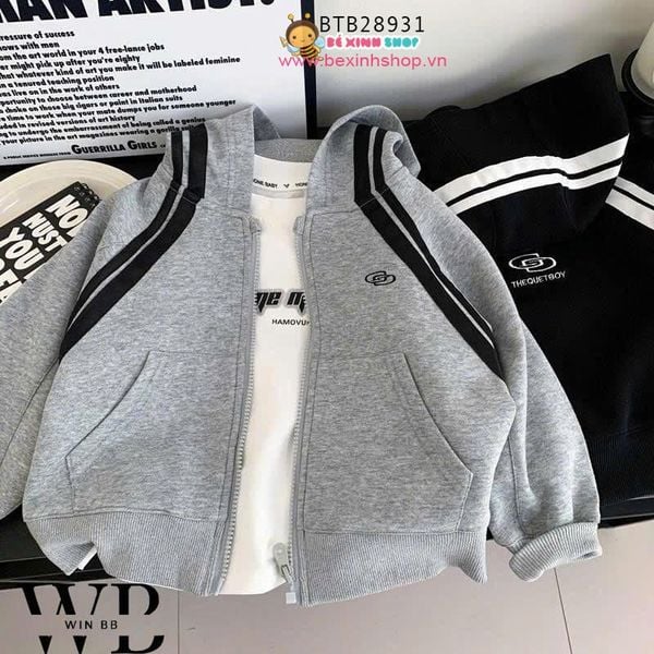 Áo khoác phối sọc thể thao dễ thương cho bé trai và bé gái BTB28931