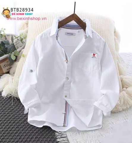 Áo sơ mi tay dài phối viền may liền logo Mickey dễ thương cho bé trai BTB28933