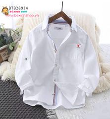 Áo sơ mi tay dài phối viền may liền logo Mickey dễ thương cho bé trai BTB28933
