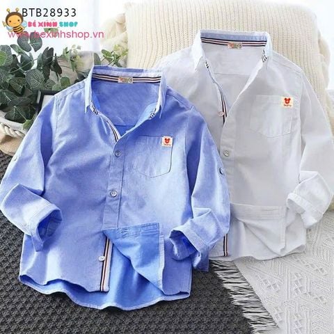 Áo sơ mi tay dài phối viền may liền logo Mickey dễ thương cho bé trai BTB28933