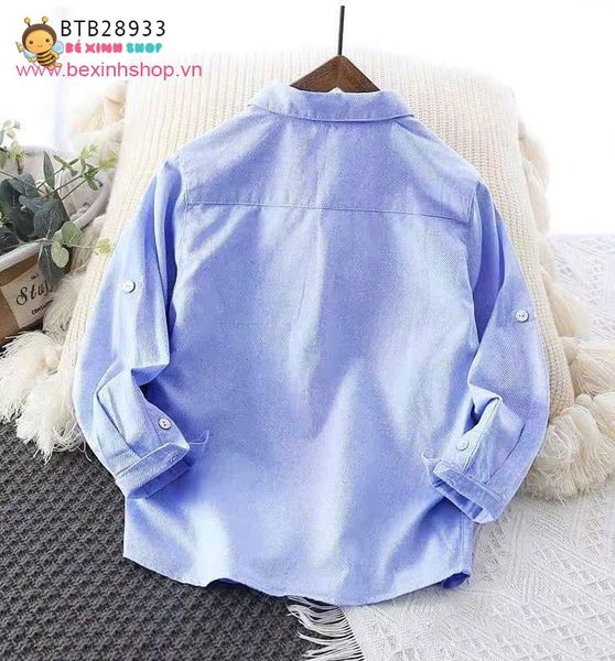 Áo sơ mi tay dài phối viền may liền logo Mickey dễ thương cho bé trai BTB28933