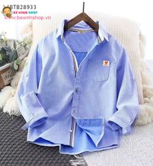 Áo sơ mi tay dài phối viền may liền logo Mickey dễ thương cho bé trai BTB28933