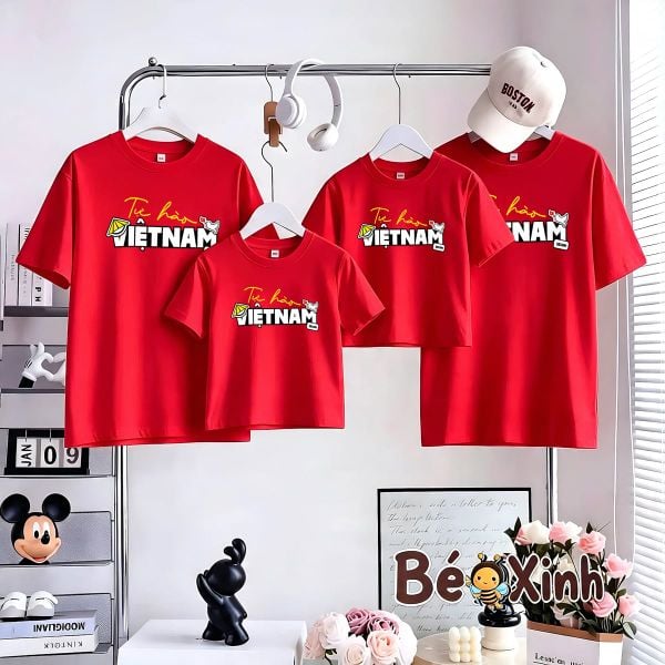 BST Áo thun Gia đình Chủ Đề VIỆT NAM ngày lễ tết nhà Bé Xinh Shop cho bé trai, bé gái BXG2507