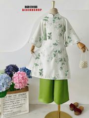 Áo dài 2 tà thêu hoa cổ tàu truyền thống cao cấp cho bé gái BGB124188