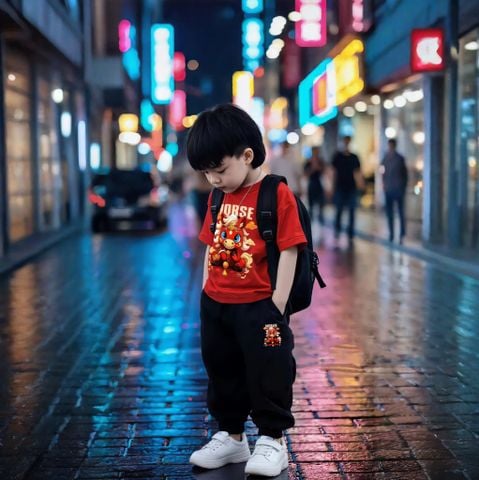 Bộ thun cotton quần jogger dễ thương cho bé trai BXG1225