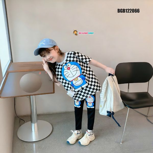 Set caro DOREMON quần dài dễ thương cho bé gái BGB122065