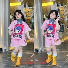 Bộ thun hình 3D phối ren dễ thương cho bé gái BXG1722
