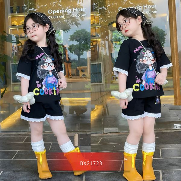 Bộ thun hình 3D phối ren dễ thương cho bé gái BXG1722