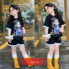 Bộ thun hình 3D phối ren dễ thương cho bé gái BXG1722