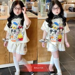 Bộ thun hình 3D phối ren dễ thương cho bé gái BXG1722