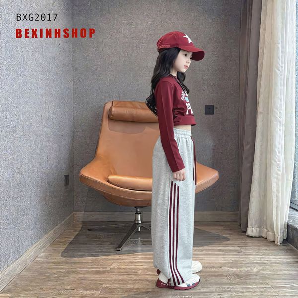 [BexinhshopVN] Set áo dây rút quần phom rộng dễ thương cho bé gái BXG2017