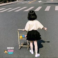 Set áo thun Cô gái phối chân váy tầng dễ thương cho bé gái đi chơi BXG1922