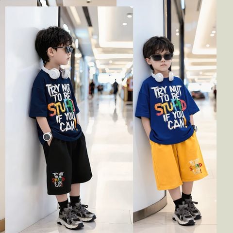 Bộ thun bé trai in chữ phong cách Hàn Quốc BXG2206